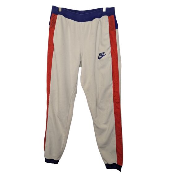 Nike Retro Polar Fleece Cream Red Blue Pants CJ4934-271 Womens Size Medium - Picture 1 of 7
